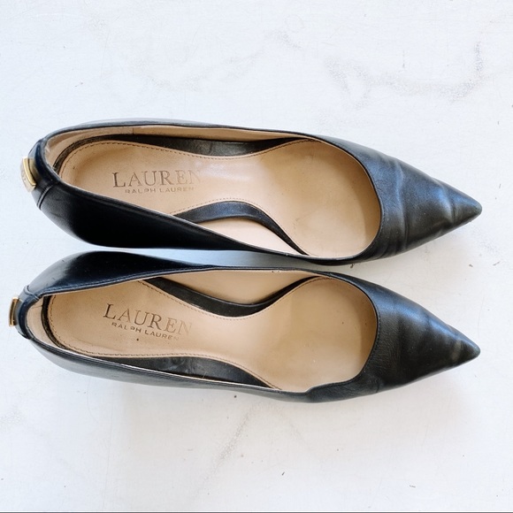 RALPH LAUREN black pointy toes black classic pumps - Picture 2 of 5